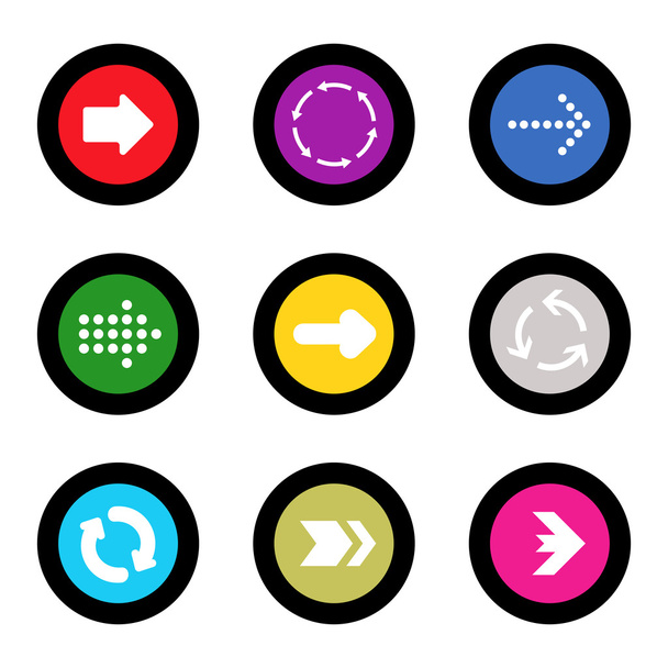 Icono de signo de flecha en forma de círculo botón de Internet sobre fondo negro. EPS10 vector ilustración elementos web
 - Vector, imagen