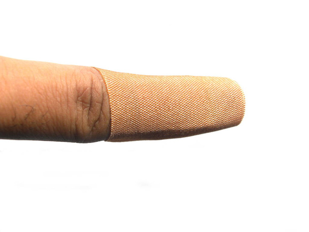 Невелика клейка пов'язка наноситься на палець
 - Фото, зображення