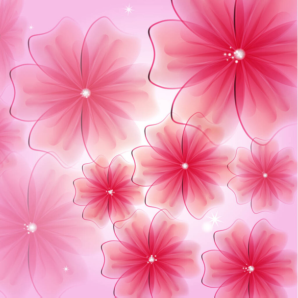 Abstract creative background in the form of bright delicate blooming flowers - Vector Graphics - Vector, Image
