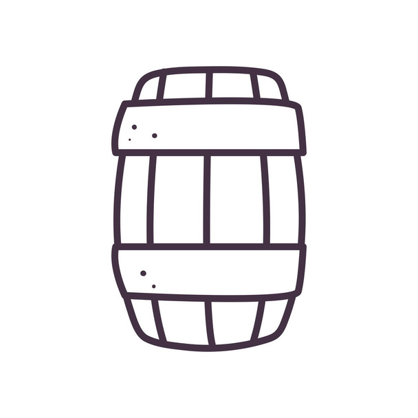línea de barril de madera de cerveza icono de diseño de vectores - Vector, Imagen