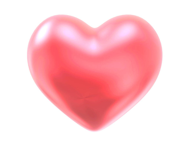 Pink red heart glossy shape isolated on white background with clipping path. Object. - Photo, Image