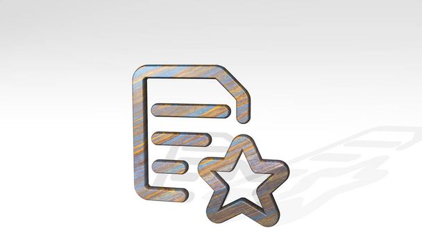 COMMON FILE TEXT STAR 3D icon standing on the floor - 3D illustration for background and animal - Photo, Image