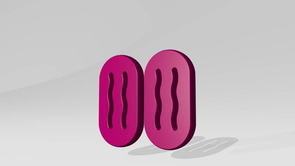 CHEF GEAR BISCUITS 3D ícone fundição sombra - ilustração 3D para cozinhar e cozinhar
 - Foto, Imagem