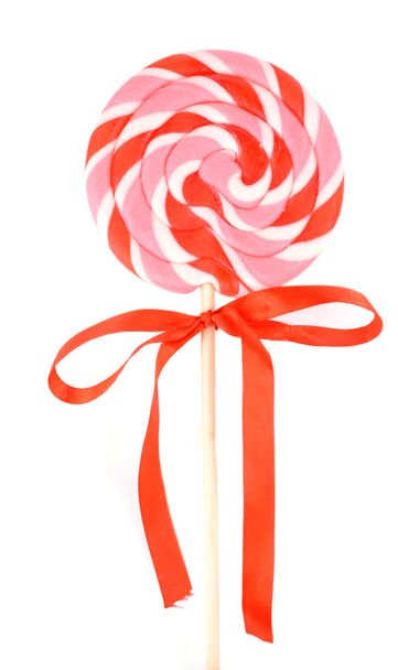 Colorful spiral lollipop isolated on white background - Photo, Image