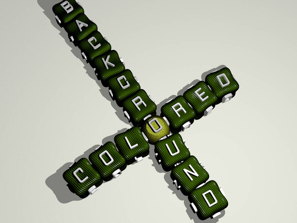 fond coloré mot croisé de lettres cubiques colorées illustration 3D pour abstrait et design - Photo, image