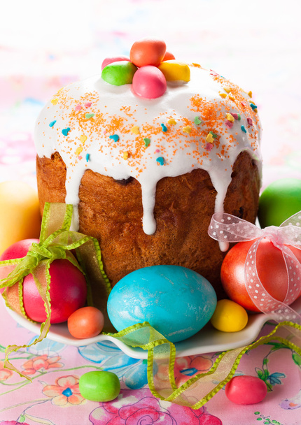 Easter cake and eggs - Φωτογραφία, εικόνα