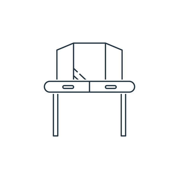 家具のコンセプトからテーブルアイコンのベクトルをドレッシング。テーブル編集可能なストロークのドレッシングの細い線図。ウェブとモバイルアプリ、ロゴ、印刷メディアで使用するためのテーブル線形標識をドレッシング. - ベクター画像