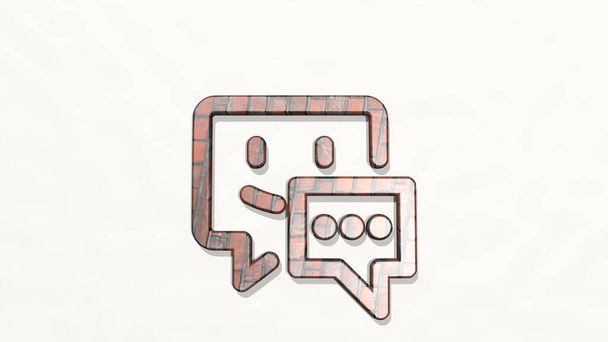 CONVERSATIE SMILE TYPE 3D icoon op de muur - 3D illustratie voor zaken en communicatie - Foto, afbeelding