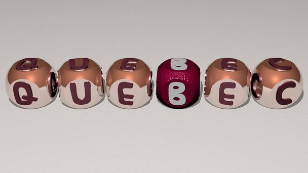 quebec text by cubic dice letters - 3D illustration for canada and montreal - Photo, Image