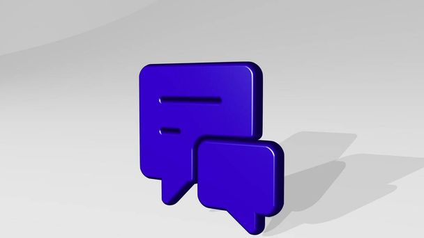 beszélgetés chat szöveg 3D ikon casting árnyék - 3D illusztráció üzleti és kommunikációs - Fotó, kép