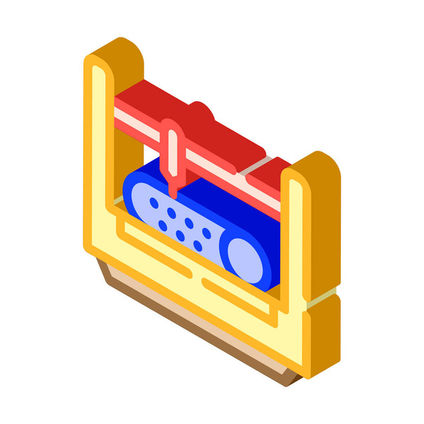 punching and cutting pipes isometric icon vector illustration - Vector, Image