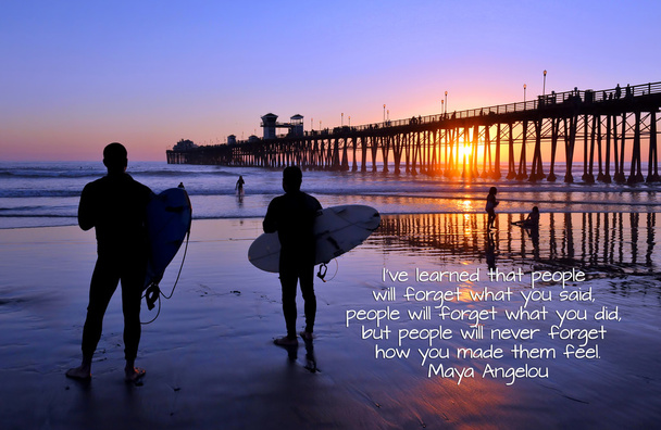 Surfers at sunset in Oceanside - Zdjęcie, obraz
