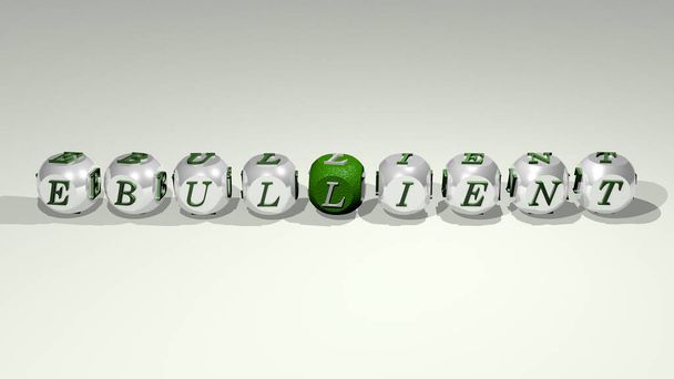 music: EBULLIENT text of cubic individual letters - 3D illustration - Photo, Image