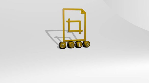 FILE 3D ikona nad liter sześciennych - Ilustracja 3D dla tła i biznesu - Zdjęcie, obraz