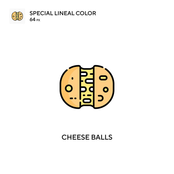 チーズボール特殊線型カラーベクトルアイコン。ビジネスプロジェクトのチーズボールアイコン - ベクター画像