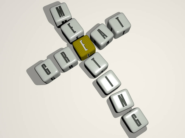 ΜΕΓΑΛΗ ΣΥΝΑΝΤΗΣΗ σταυρόλεξο με κυβικά γράμματα ζάρια - 3D εικονογράφηση για φόντο και όμορφη - Φωτογραφία, εικόνα
