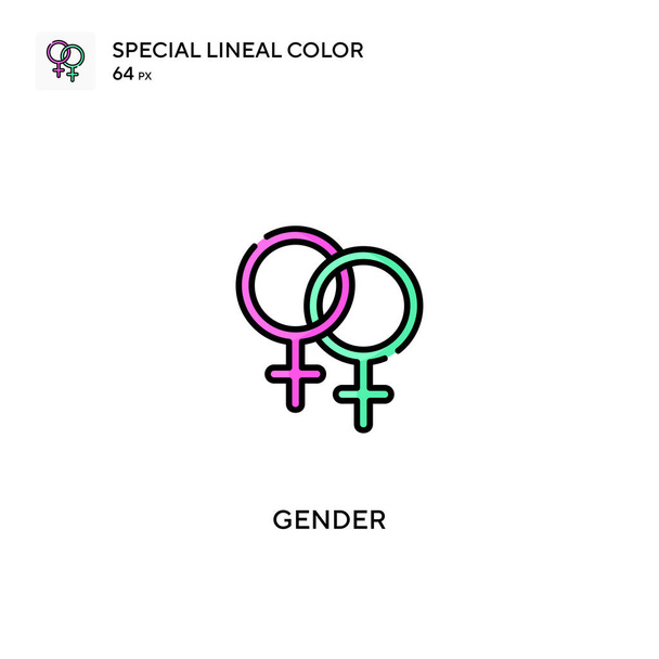 性別特殊線型カラーベクトルアイコン。ビジネスプロジェクトの性別アイコン - ベクター画像