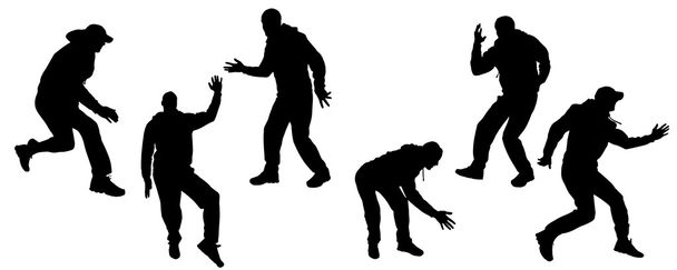 Vector silhouettes of dancing people. - Vector, Image
