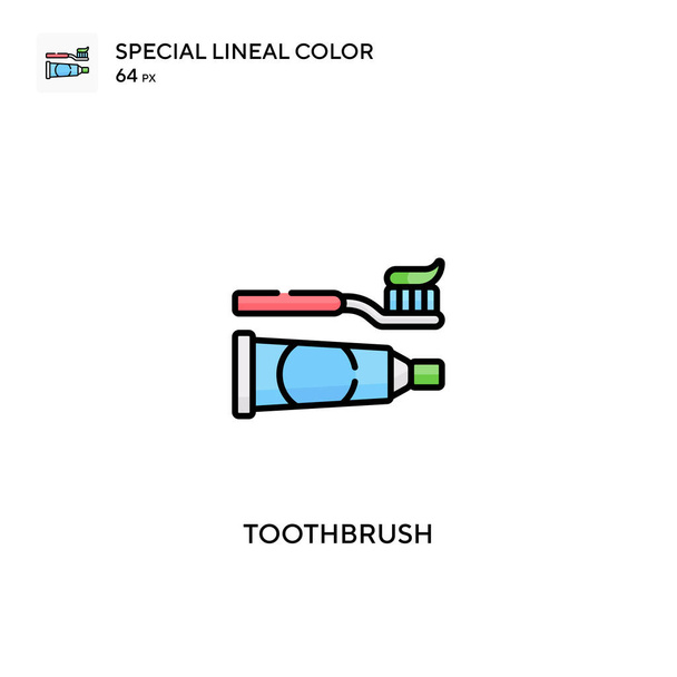 Diş fırçası özel doğrusal renk vektör simgesi. İş projeniz için diş fırçası simgeleri - Vektör, Görsel