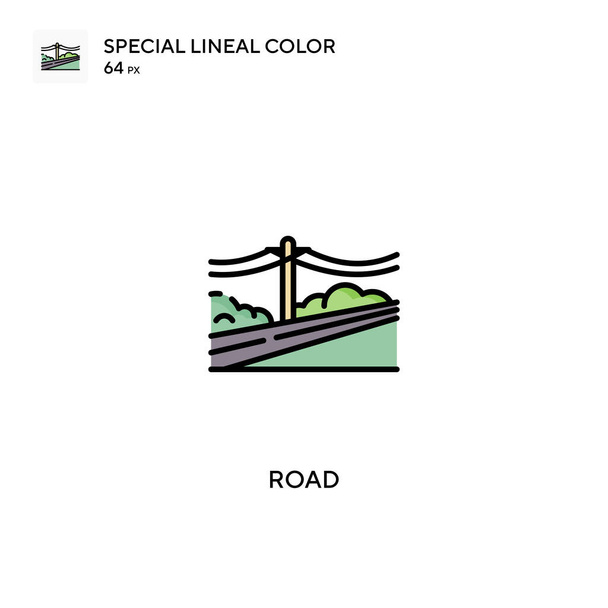 Road Spezielles lineares Farbvektorsymbol. Straßensymbole für Ihr Geschäftsprojekt - Vektor, Bild