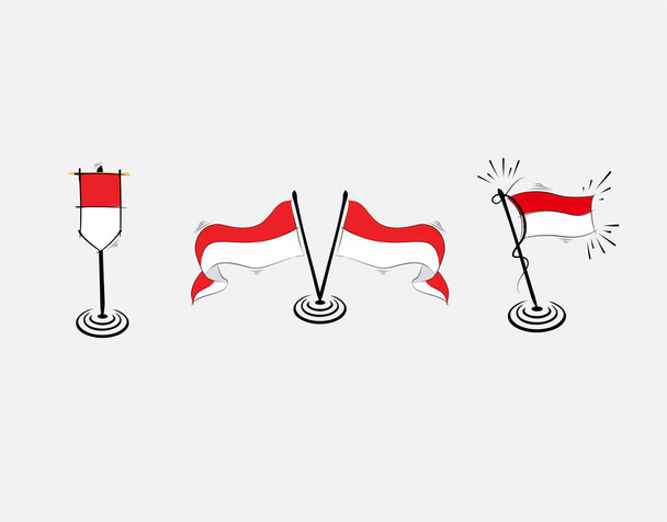 establecer bandera indonesia sobre fondo blanco en la ilustración vectorial - Vector, imagen