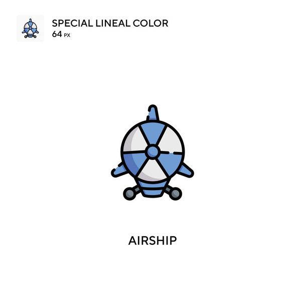 飛行船特殊線型カラーベクトルアイコン。ビジネスプロジェクトの飛行船アイコン - ベクター画像