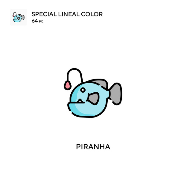 Piraňa Speciální lineární barevný vektor ikona. Ikony Piraňa pro váš podnikatelský projekt - Vektor, obrázek