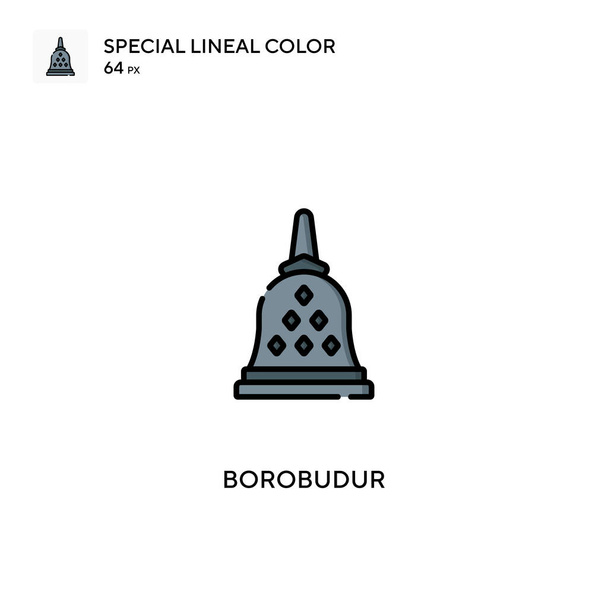 Borobudur Icono especial de vector de color lineal. Iconos de Borobudur para tu proyecto empresarial - Vector, Imagen