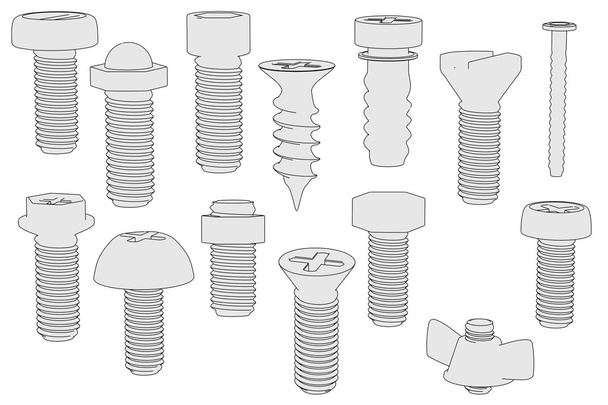 Cartoon image of screws set - Photo, Image