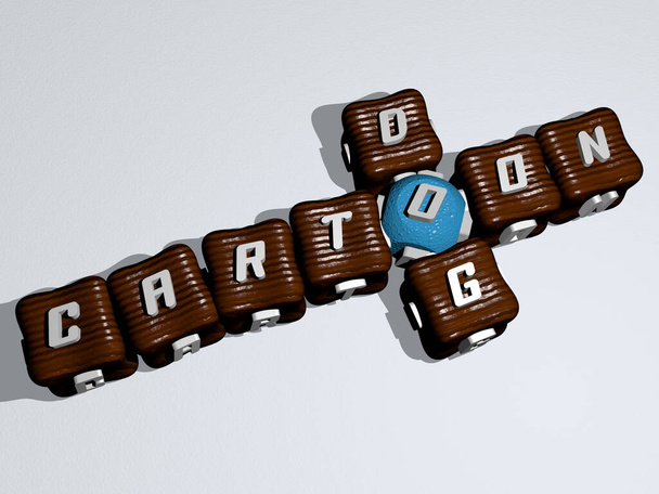 CARTOON DOG mot croisé de lettres cubiques colorées illustration 3D pour le fond et le caractère - Photo, image