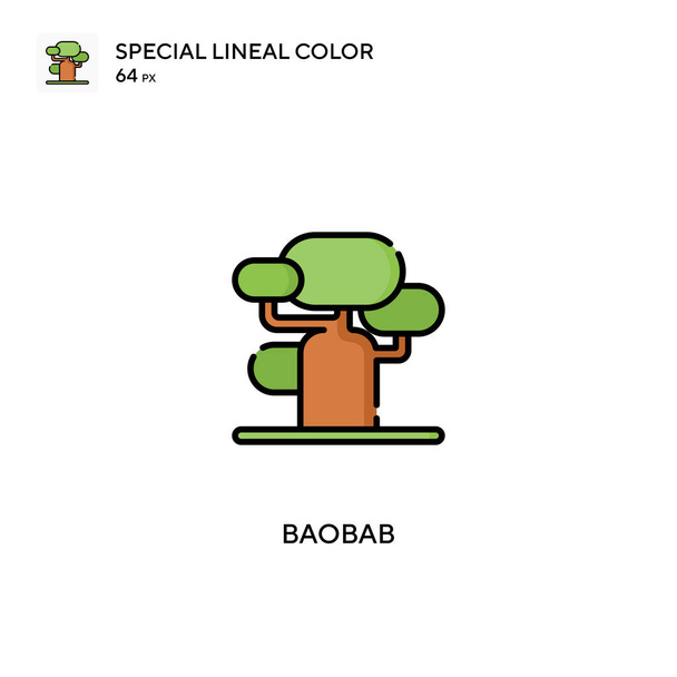 Baobab özel doğrusal renk vektör simgesi. İş projeniz için Baobab simgeleri - Vektör, Görsel