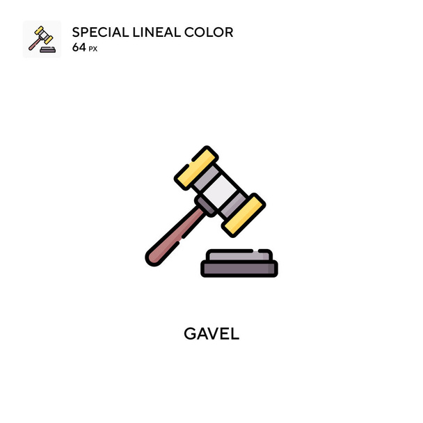 Gavel Spezielles lineares Farbvektorsymbol. Gavel-Symbole für Ihr Geschäftsprojekt - Vektor, Bild