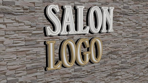 salon logo tekst op getextureerde muur - 3D illustratie voor schoonheid en zorg - Foto, afbeelding