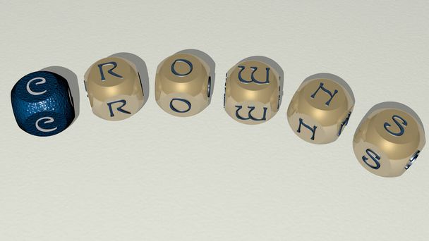 crowns curved text of cubic dice letters - 3D illustration for background and design - Photo, Image