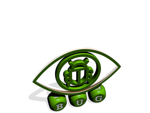 Käfer kubische Buchstaben mit 3D-Symbol oben - 3D-Illustration für Hintergrund und Tier - Foto, Bild