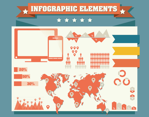 Collection of vintage infographic elements, vector illustration - Vector, Image