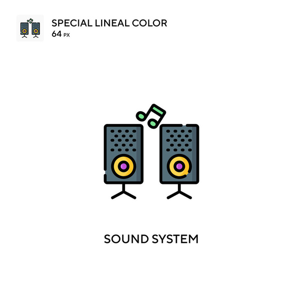 Звукова система Спеціальна піктограма лінійного кольору. Піктограми звукової системи для вашого бізнес-проекту
 - Вектор, зображення