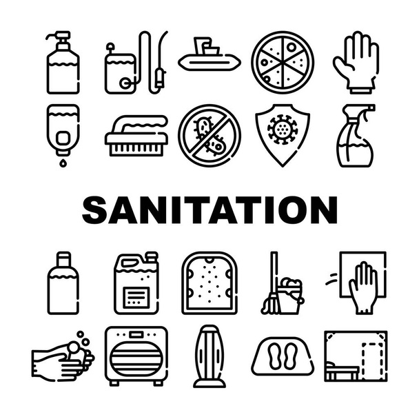 Sanitation Accessories Collection Icons Set Vector Illustrations - Vector, Image