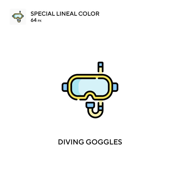 Diving goggles Special lineal color vector icon. Diving goggles icons for your business project - Vector, Image
