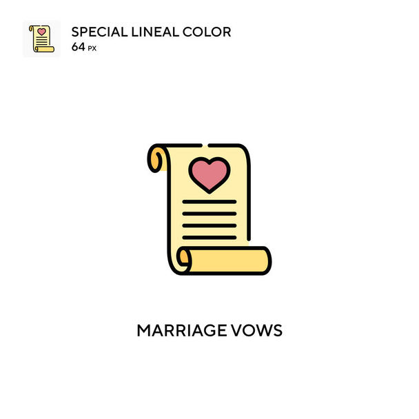 Evlilik, özel doğrusal renk vektörü ikonu üzerine yemin eder. İş projeniz için evlilik ikonları - Vektör, Görsel