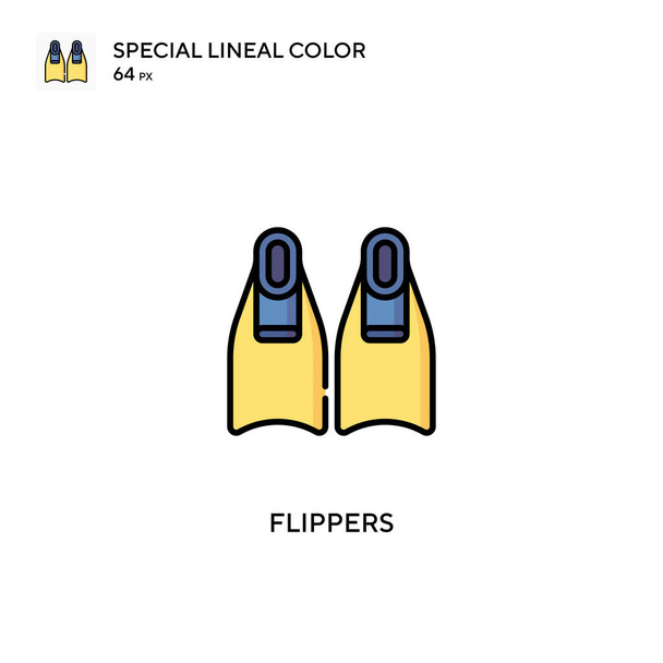 Flippers özel doğrusal renk vektör simgesi. İş projeniz için yüzgeç simgeleri - Vektör, Görsel