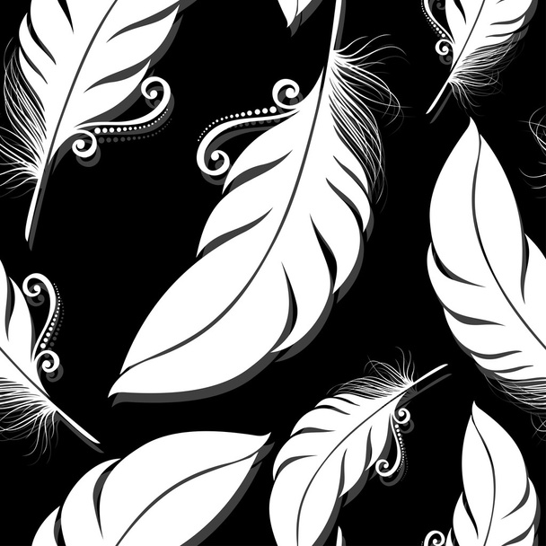 Seamless Pattern with Feathers - Вектор, зображення