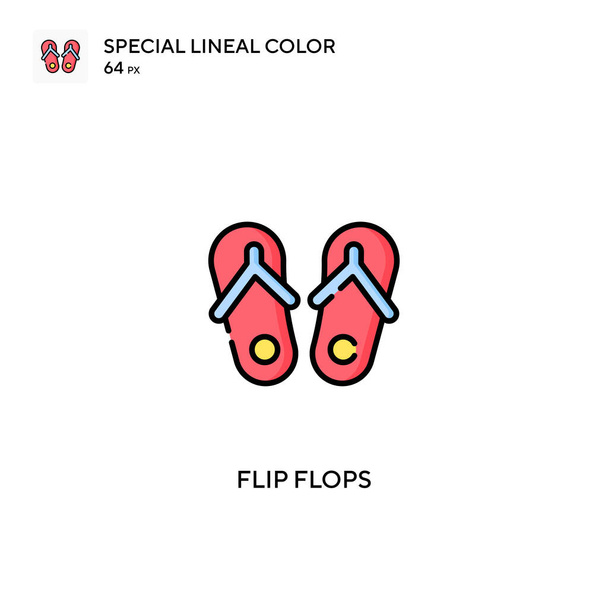 Slippers Speciale lijnkleur vector icoon. Flip flops pictogrammen voor uw business project - Vector, afbeelding