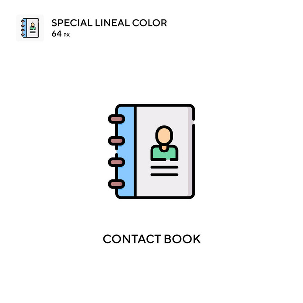 連絡先ブック特殊線型カラーベクトルアイコン。ビジネスプロジェクトのブックアイコンに連絡する - ベクター画像