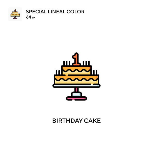 Tarta de cumpleaños Icono de vector de color lineal especial. Iconos de pastel de cumpleaños para su proyecto de negocio - Vector, Imagen