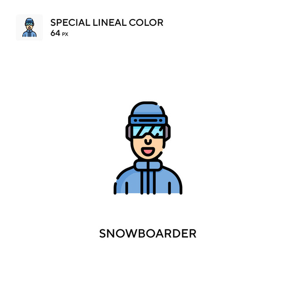 Snowboarder Icono especial de vector de color lineal. Iconos de snowboarder para tu proyecto empresarial - Vector, imagen