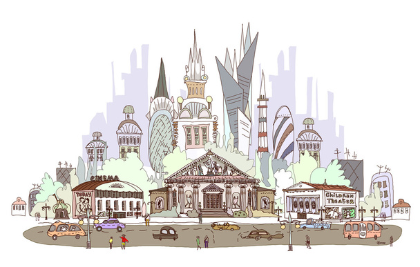 Theater and cinema square, city collection - Vector, Imagen