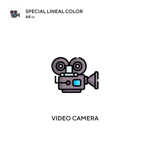 Câmera de vídeo ícone vetorial de cor linear especial. Ícones de câmera de vídeo para o seu projeto de negócios
 - Vetor, Imagem