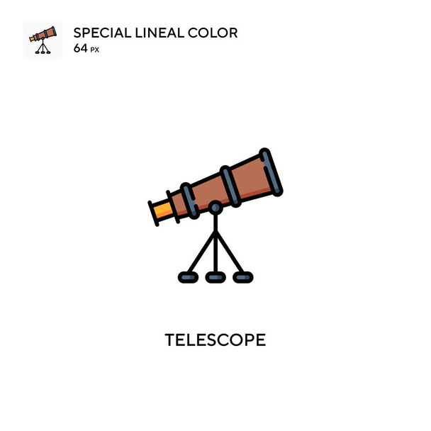望遠鏡特殊線型カラーベクトルアイコン。ビジネスプロジェクトの望遠鏡アイコン - ベクター画像