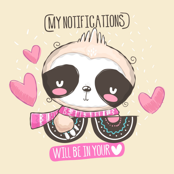 Cute sloth with phrase to fall in love - Vector, Image